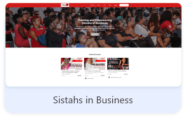 Screenshot of the sistahsinbusinessuniversity.vonza.com home page, built with Vonza
