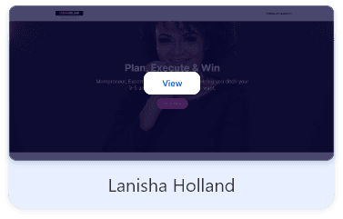 Screenshot of the lanishaholland.vonza.com home page, built with Vonza