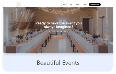 Screenshot of the beautifuleventsinc.vonza.com home page, built with Vonza