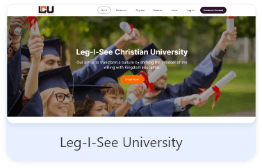 Screenshot of the thelcu.org home page, built with Vonza