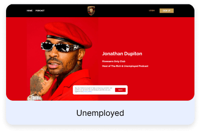 Screenshot of the finessersonlyclub.vonza.com home page, built with Vonza