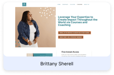 Screenshot of the createdtocoach.com home page, built with Vonza
