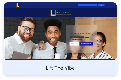 Screenshot of the liftthevibe.ca home page, built with Vonza
