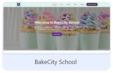 Screenshot of the bakecity.vonza.com home page, built with Vonza