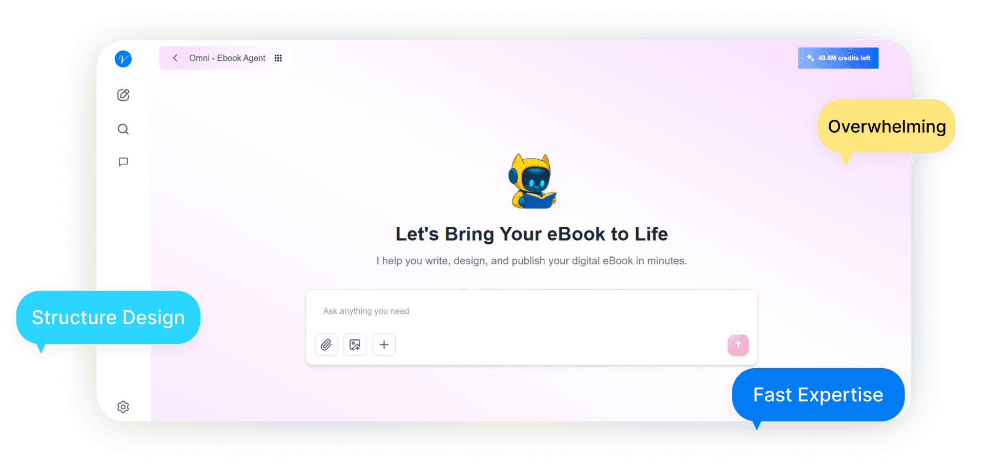 Omni turning an outline into an ebook inside Vonza