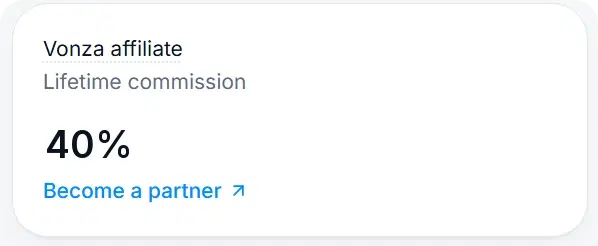 Vonza affiliate: 40% lifetime commission